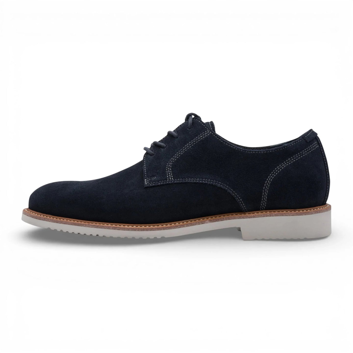Sapatos Derby de bico liso em camurça azul marinho para homem