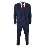 IM54 - Terno masculino azul-marinho xadrez de corte ajustado, 3 peças