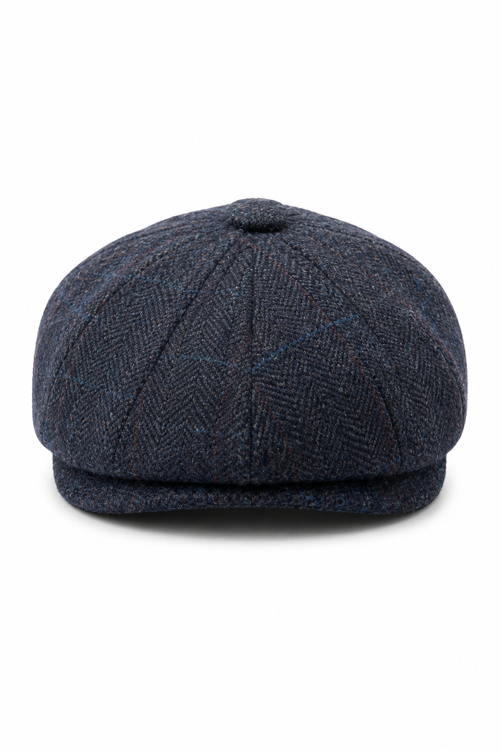 Boina masculina estilo jornaleiro em tweed azul marinho