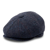 Boina masculina estilo jornaleiro em tweed azul marinho