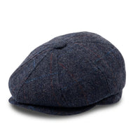 Boina masculina estilo jornaleiro em tweed azul marinho