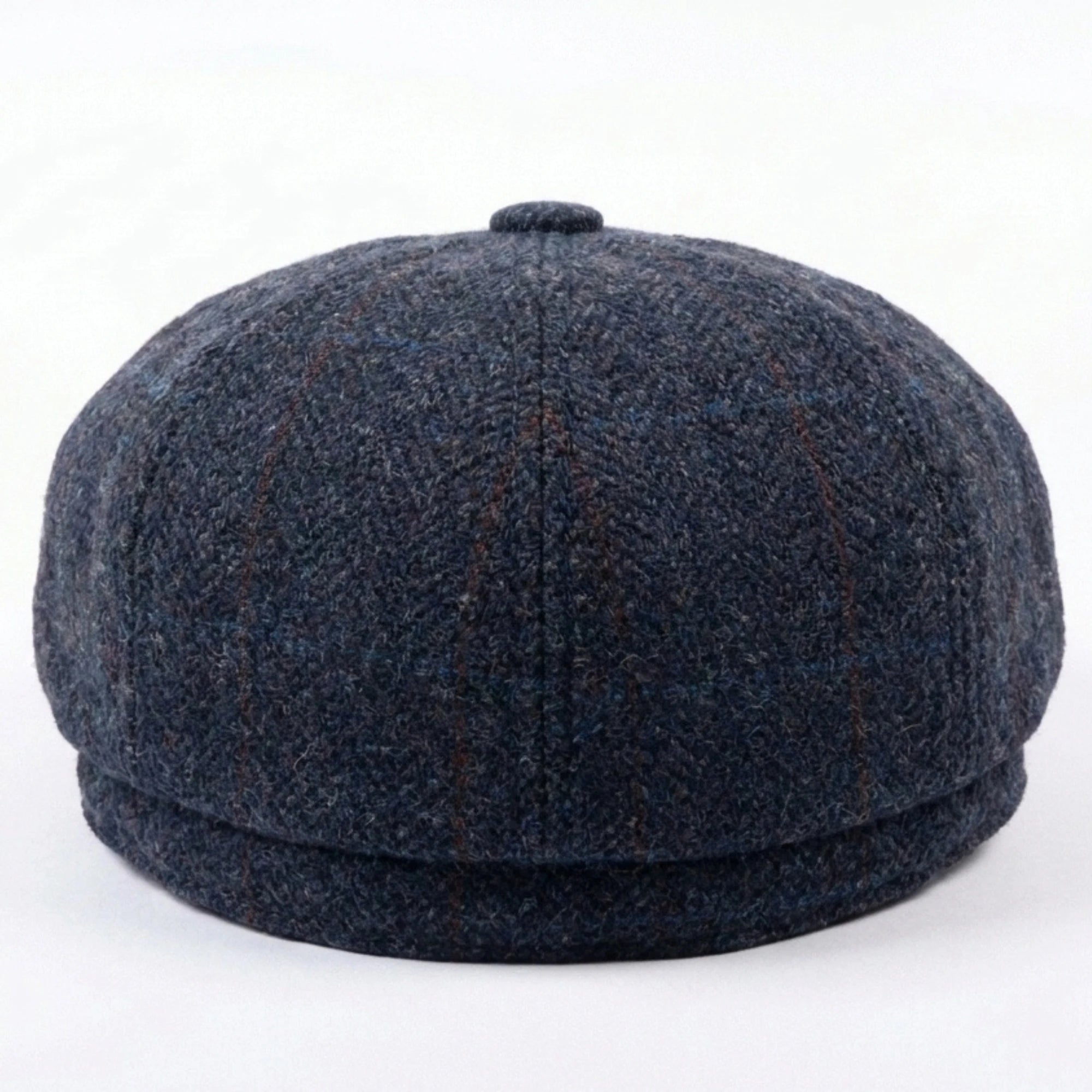 Boina masculina estilo jornaleiro em tweed azul marinho