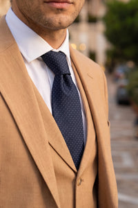 Gravata xadrez azul-marinho masculina