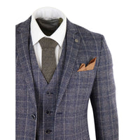 Terno masculino de 3 peças em tons de azul marinho e cinza - Paul Andrews Lloyd