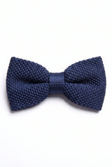 Gravata borboleta masculina azul-marinho de malha