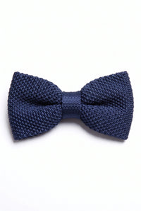 Gravata borboleta masculina azul-marinho de malha