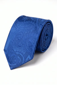 Conjunto de gravata masculina azul marinho com estampa paisley