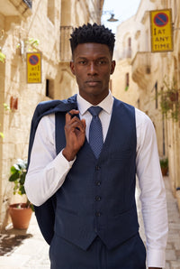 Gravata masculina azul-marinho texturizada