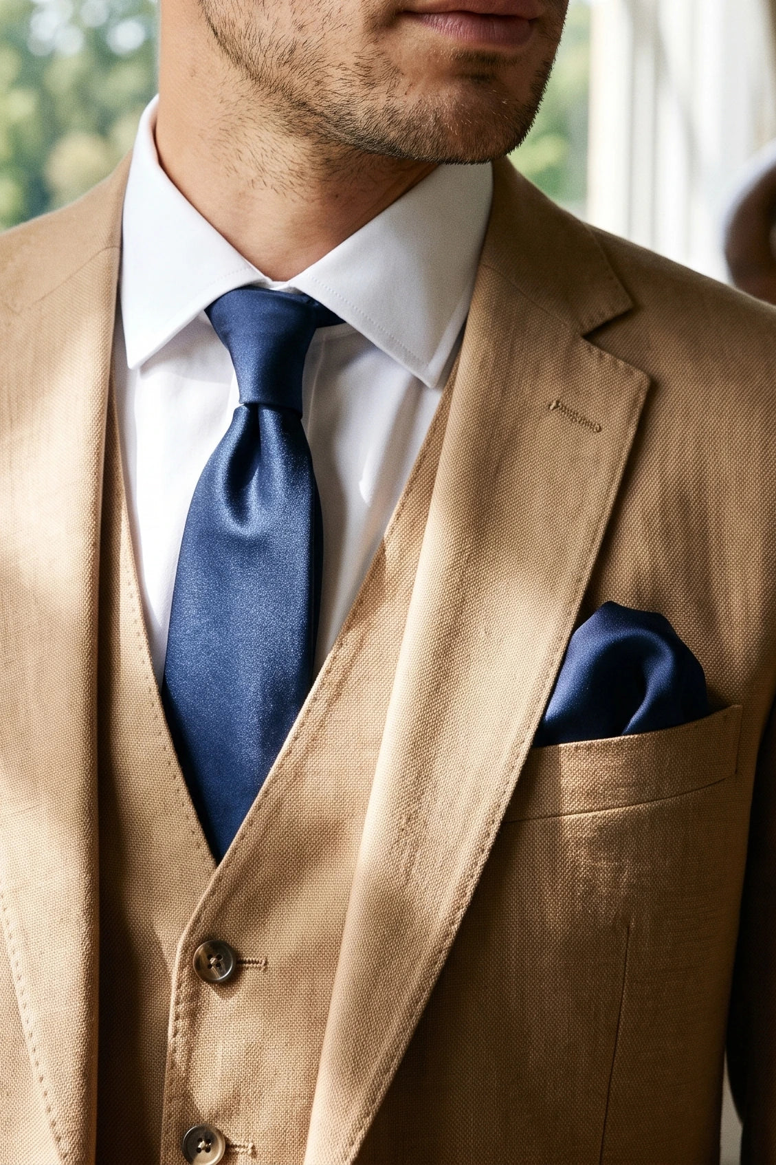 Conjunto de gravata azul marinho masculina