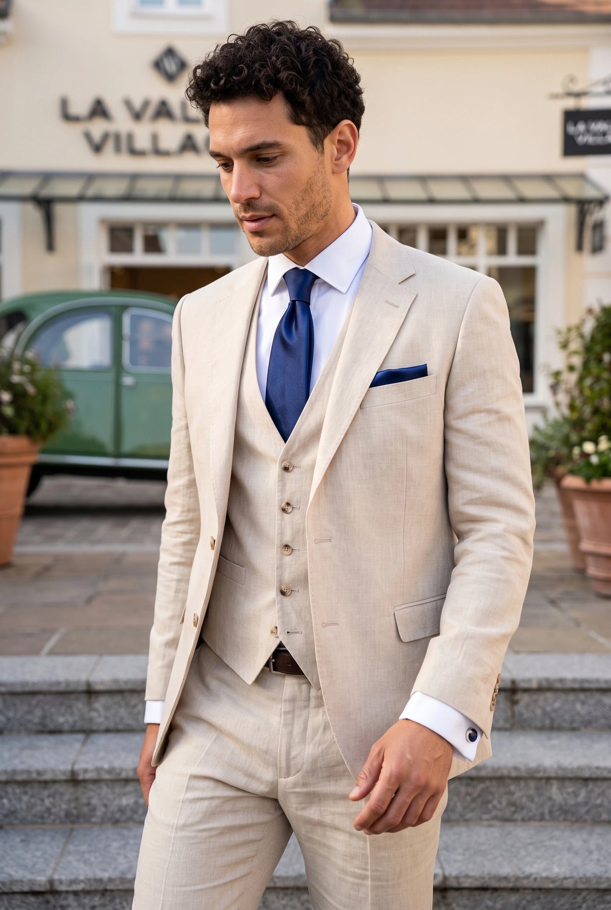 Conjunto de gravata azul marinho masculina