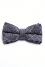 Gravata borboleta masculina em tweed azul-marinho