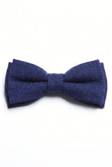 Gravata borboleta masculina em tweed azul-marinho com mistura de lã.