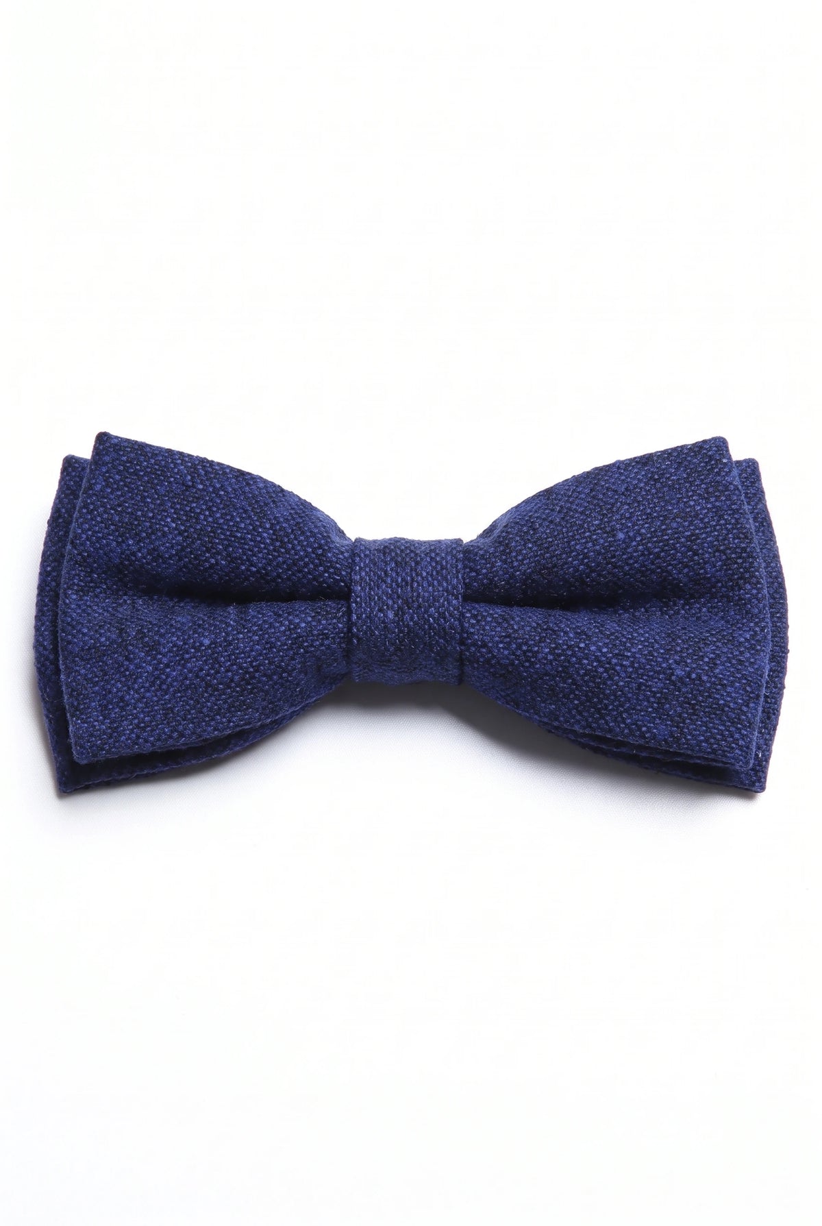 Gravata borboleta masculina em tweed azul-marinho com mistura de lã.
