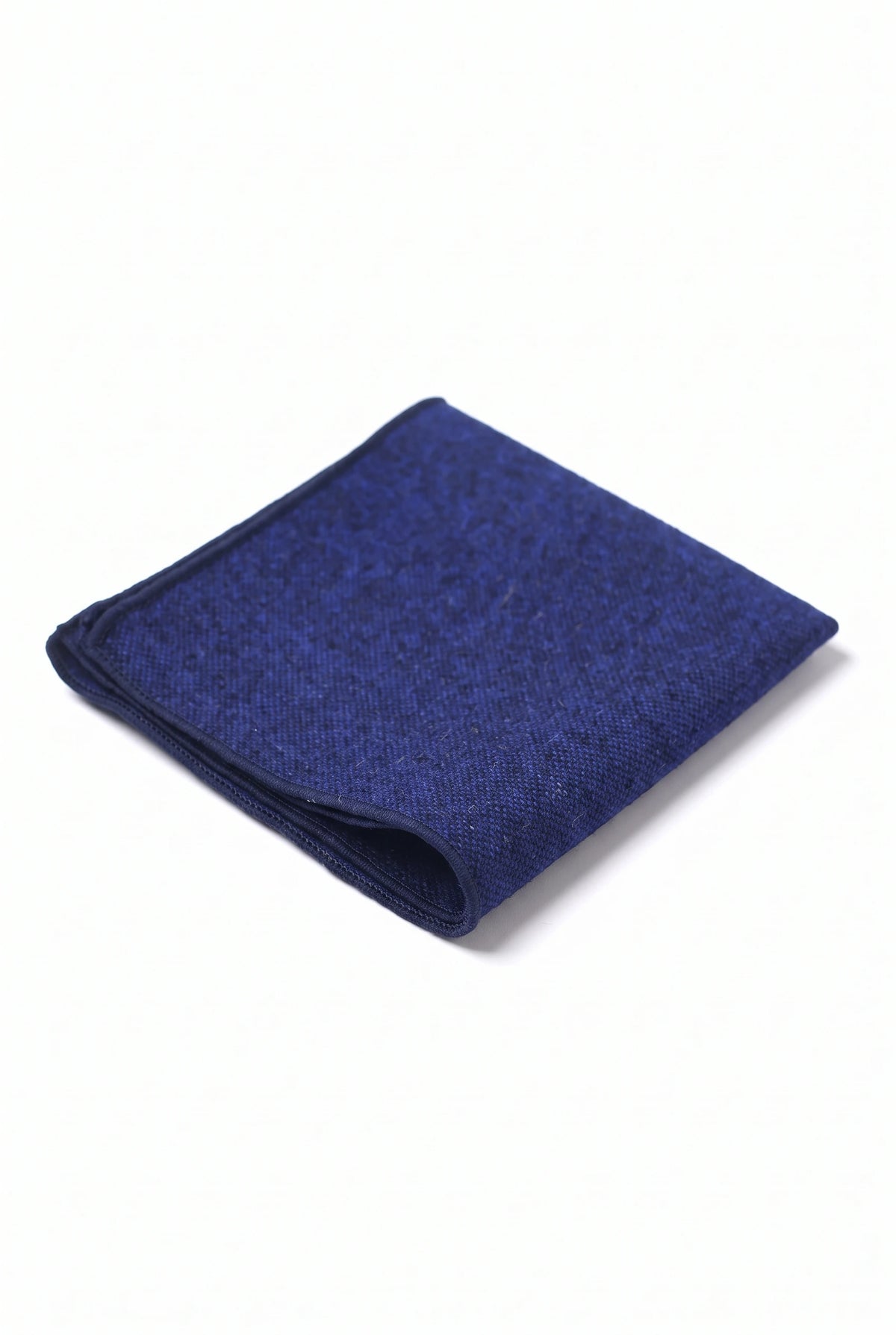 Lenço de bolso masculino em tweed azul-marinho com mistura de lã.