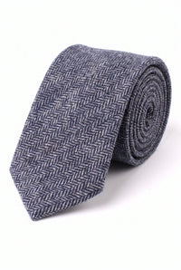 Gravata masculina azul-marinho em tweed de lã mista