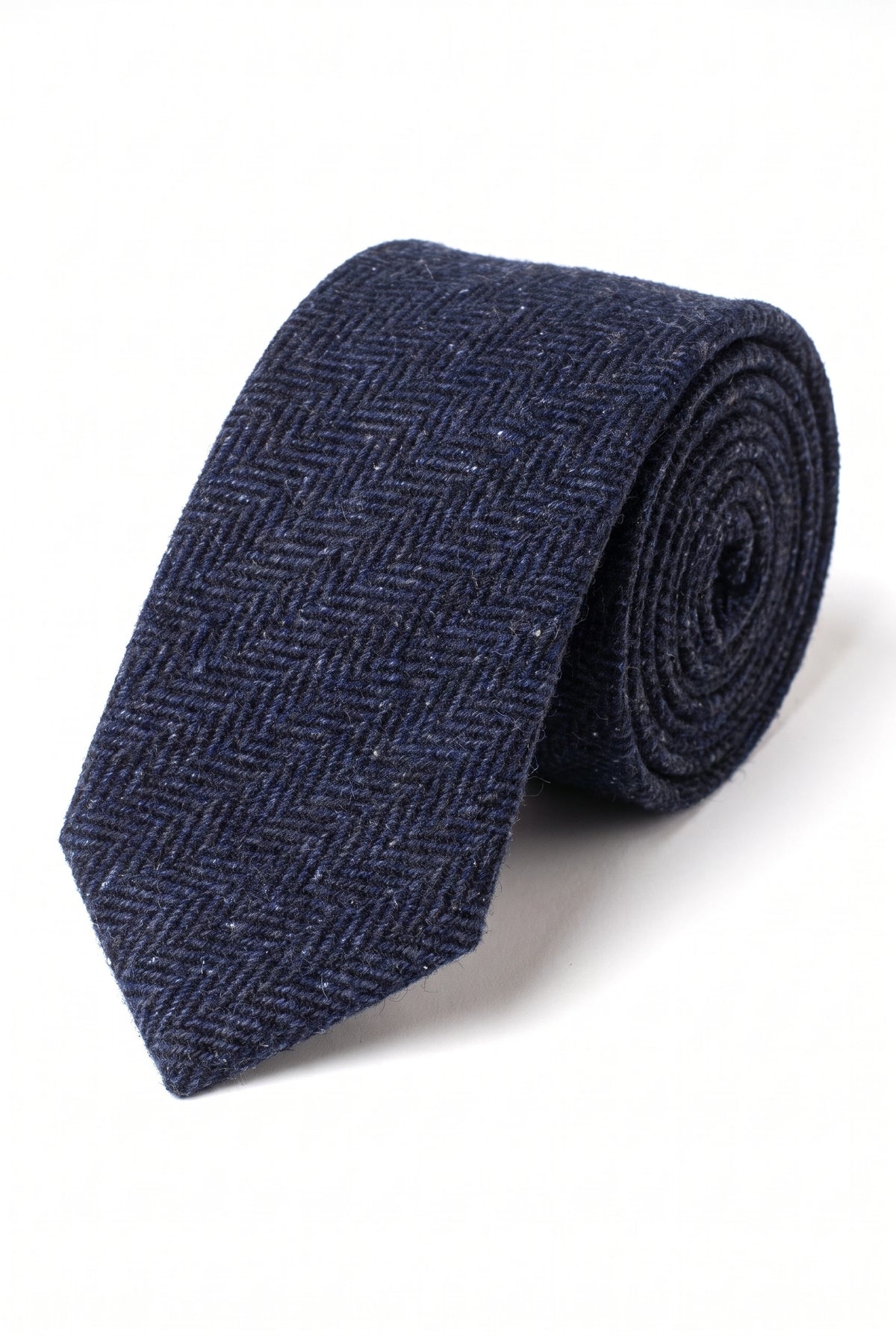 Gravata masculina azul-marinho em tweed de lã mista