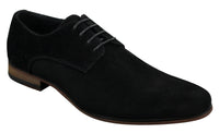 Sapatos masculinos casuais elegantes em camurça nobuck, nas cores azul marinho, marrom e preto.