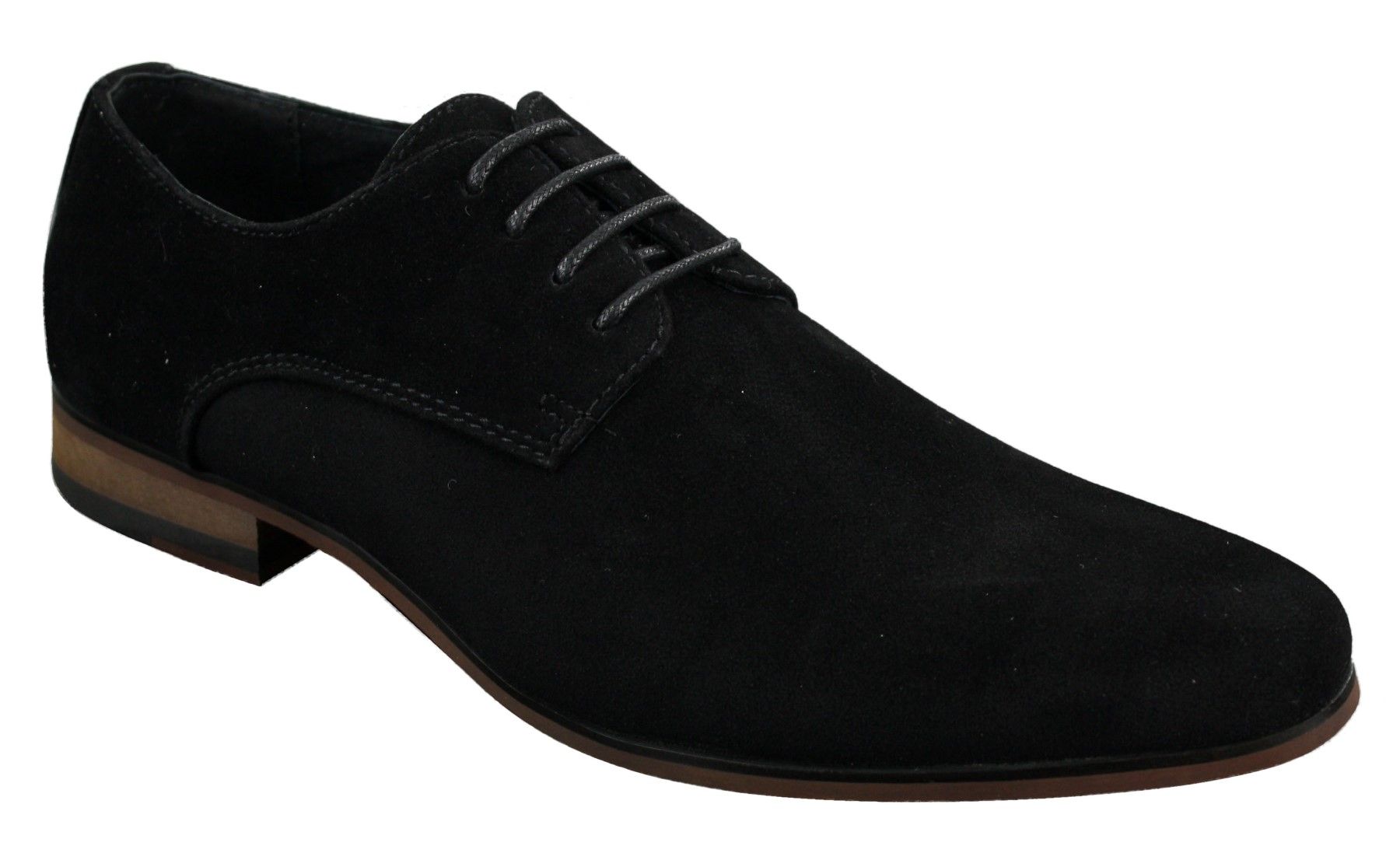 Sapatos masculinos casuais elegantes em camurça nobuck, nas cores azul marinho, marrom e preto.
