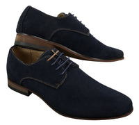 Sapatos masculinos casuais elegantes em camurça nobuck, nas cores azul marinho, marrom e preto.