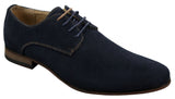 Sapatos masculinos casuais elegantes em camurça nobuck, nas cores azul marinho, marrom e preto.