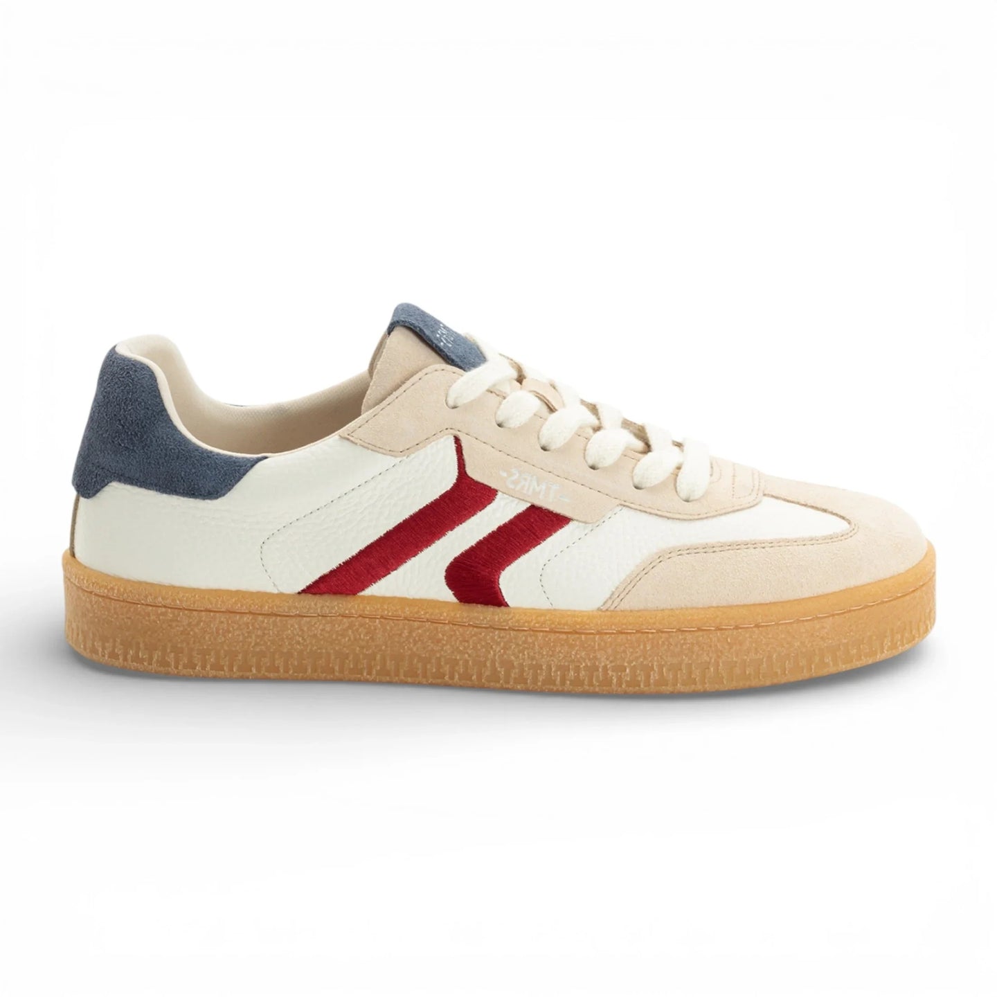 Tênis masculino Off White de couro com listra vermelha