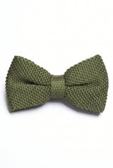 Gravata borboleta masculina verde-oliva tricotada