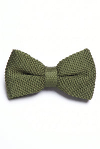 Gravata borboleta masculina verde-oliva tricotada