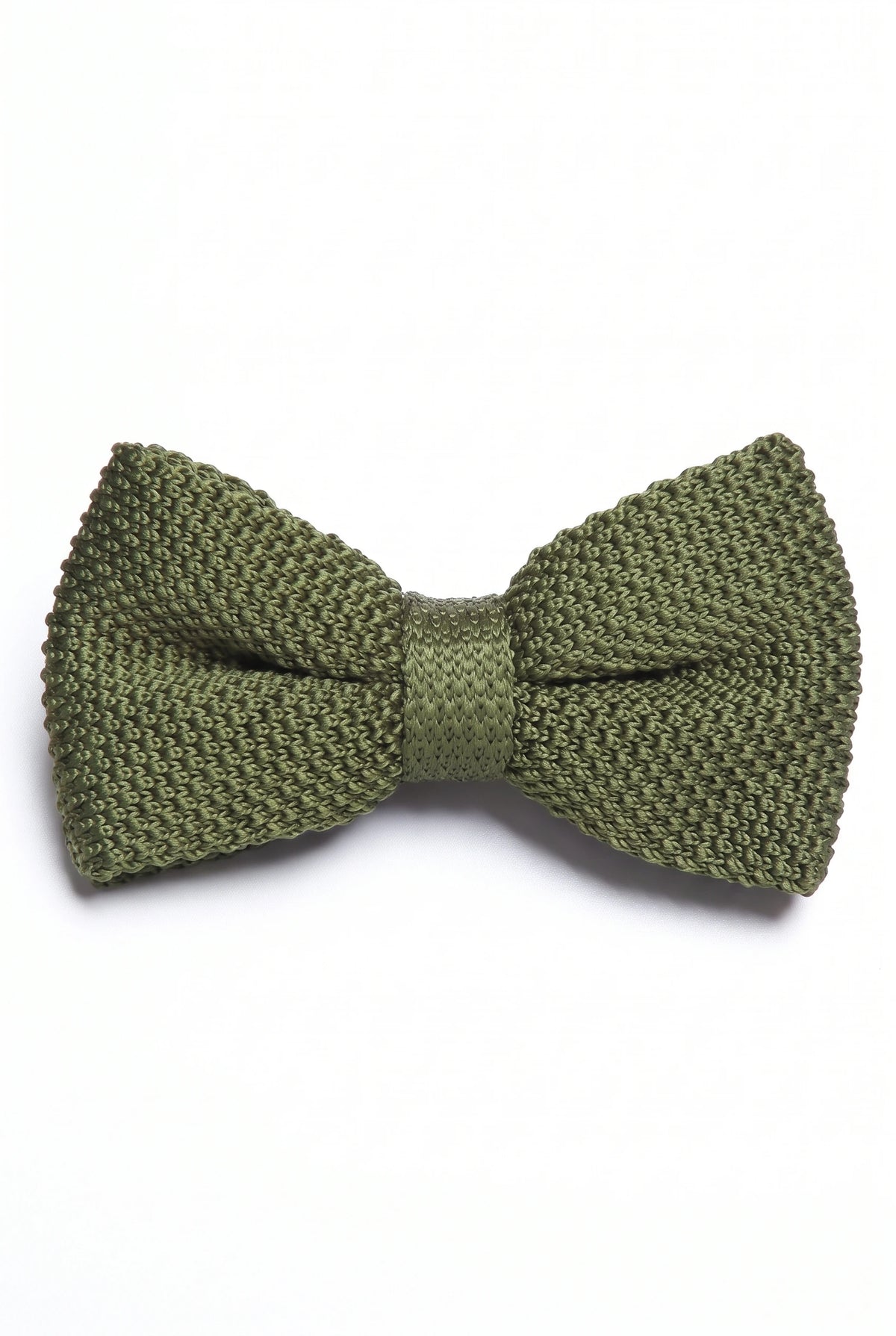 Gravata borboleta masculina verde-oliva tricotada