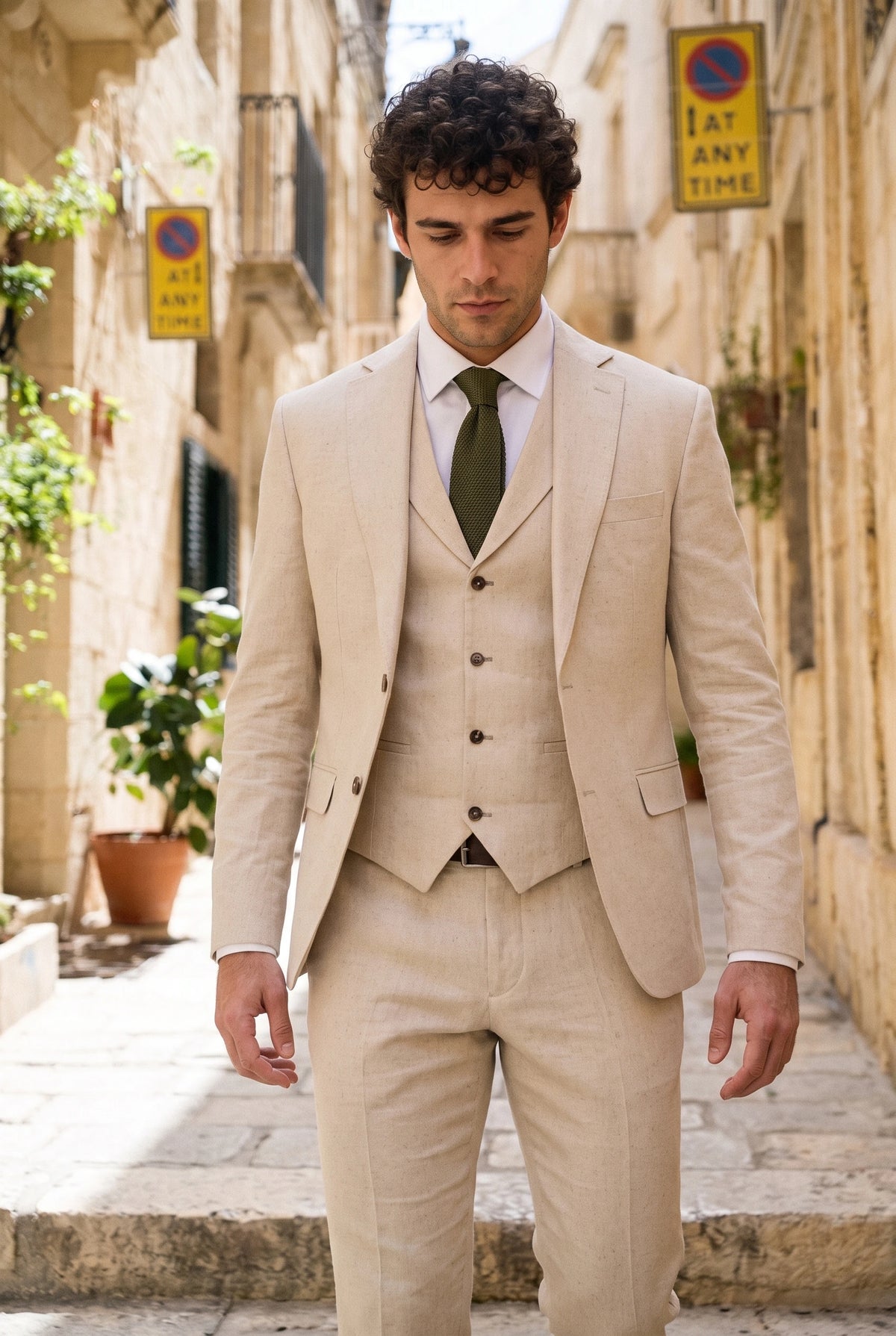 Gravata masculina de malha verde-oliva