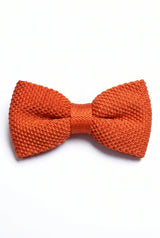 Gravata borboleta masculina laranja de tricô