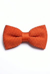 Gravata borboleta masculina laranja de tricô