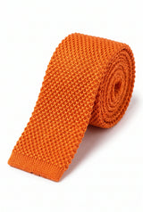 Gravata masculina laranja de poliéster tricotado
