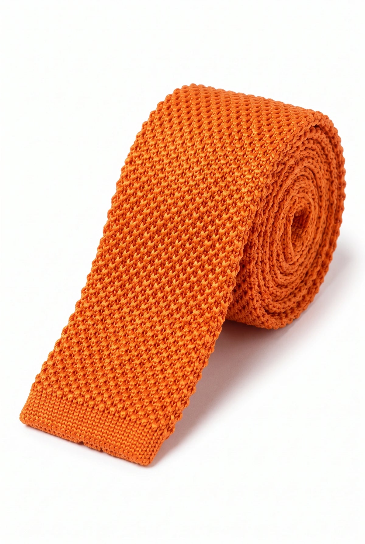 Gravata masculina laranja de poliéster tricotado