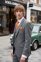 Conjunto de presente com gravata masculina laranja com estampa paisley