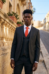 Gravata Slim Masculina Laranja Vermelha