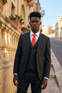 Gravata Slim Masculina Laranja Vermelha