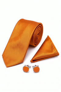 Conjunto de gravata laranja masculina