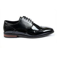 Sapatos Oxford Wingtip Masculinos em Couro PU Envernizado