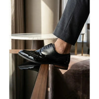 Sapatos Oxford Wingtip Masculinos em Couro PU Envernizado