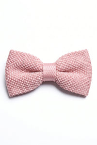 Gravata borboleta masculina rosa de tricô