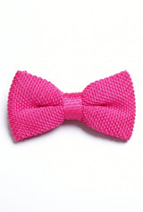 Gravata borboleta masculina rosa de tricô