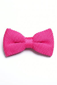 Gravata borboleta masculina rosa de tricô