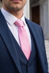 Gravata masculina rosa slim de 6 cm de cor sólida