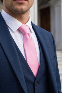 Gravata masculina rosa slim de 6 cm de cor sólida