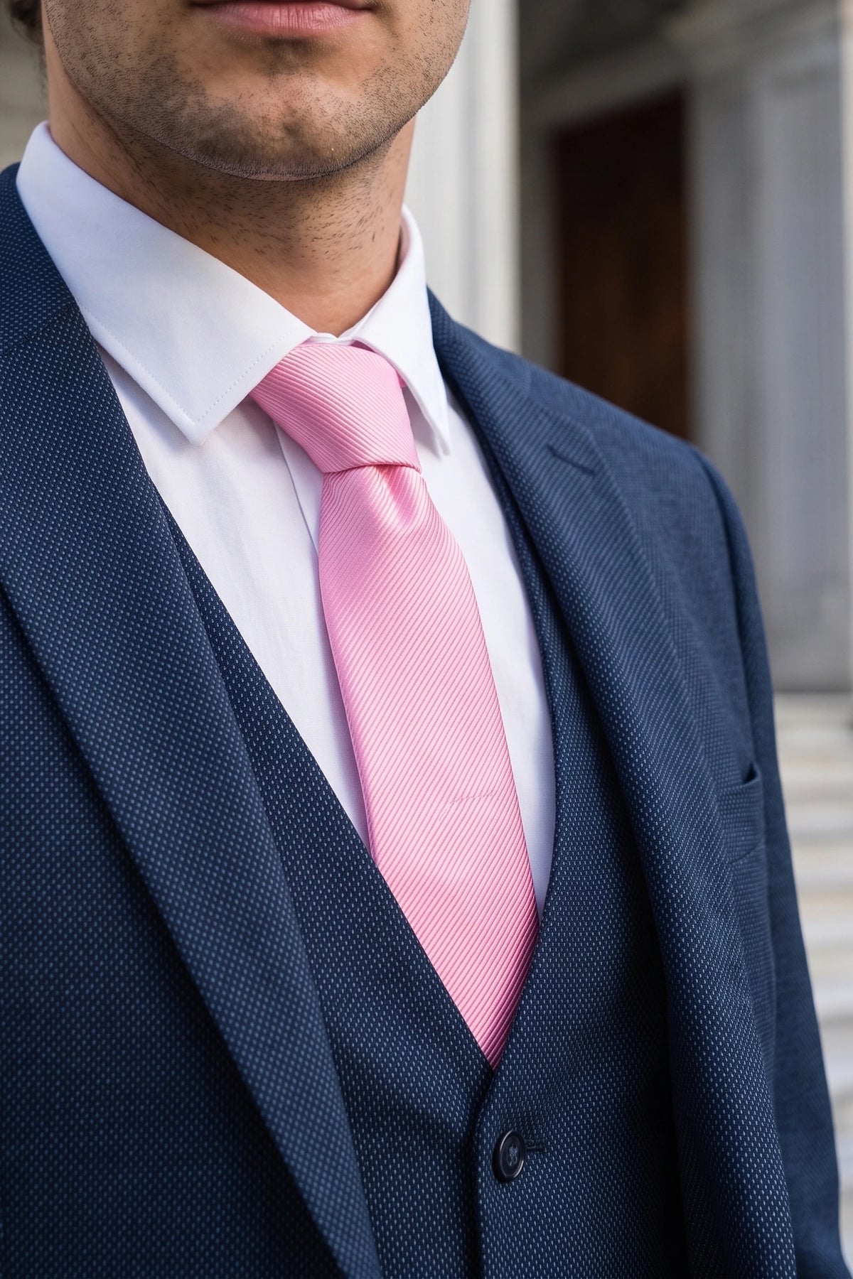 Gravata masculina rosa slim de 6 cm de cor sólida