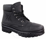 Botas de cano curto masculinas em couro PU
