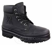 Botas de cano curto masculinas em couro PU