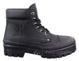 Botas de cano curto masculinas em couro PU