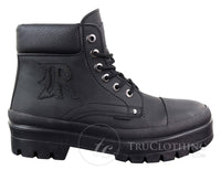 Botas de cano curto masculinas em couro PU