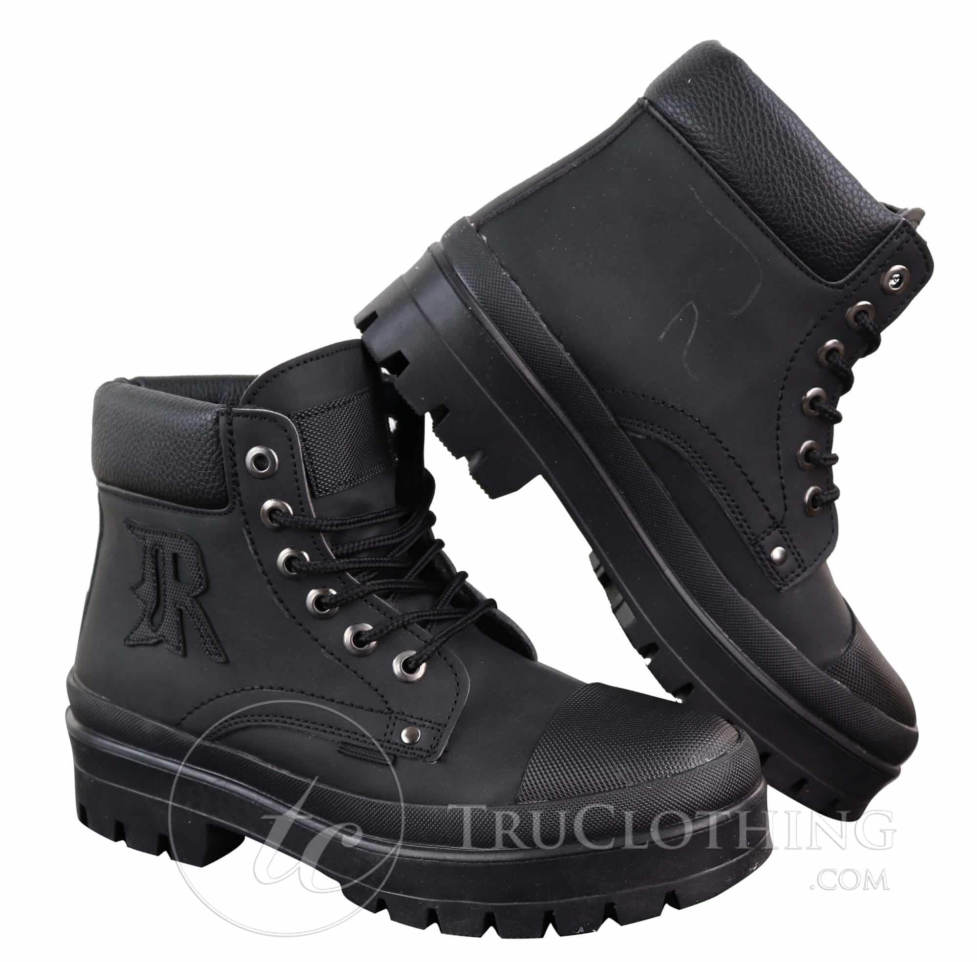 Botas de cano curto masculinas em couro PU